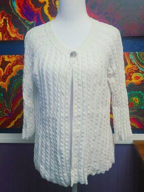 Belford ~ Sz M ~ White Open Front Cardigan